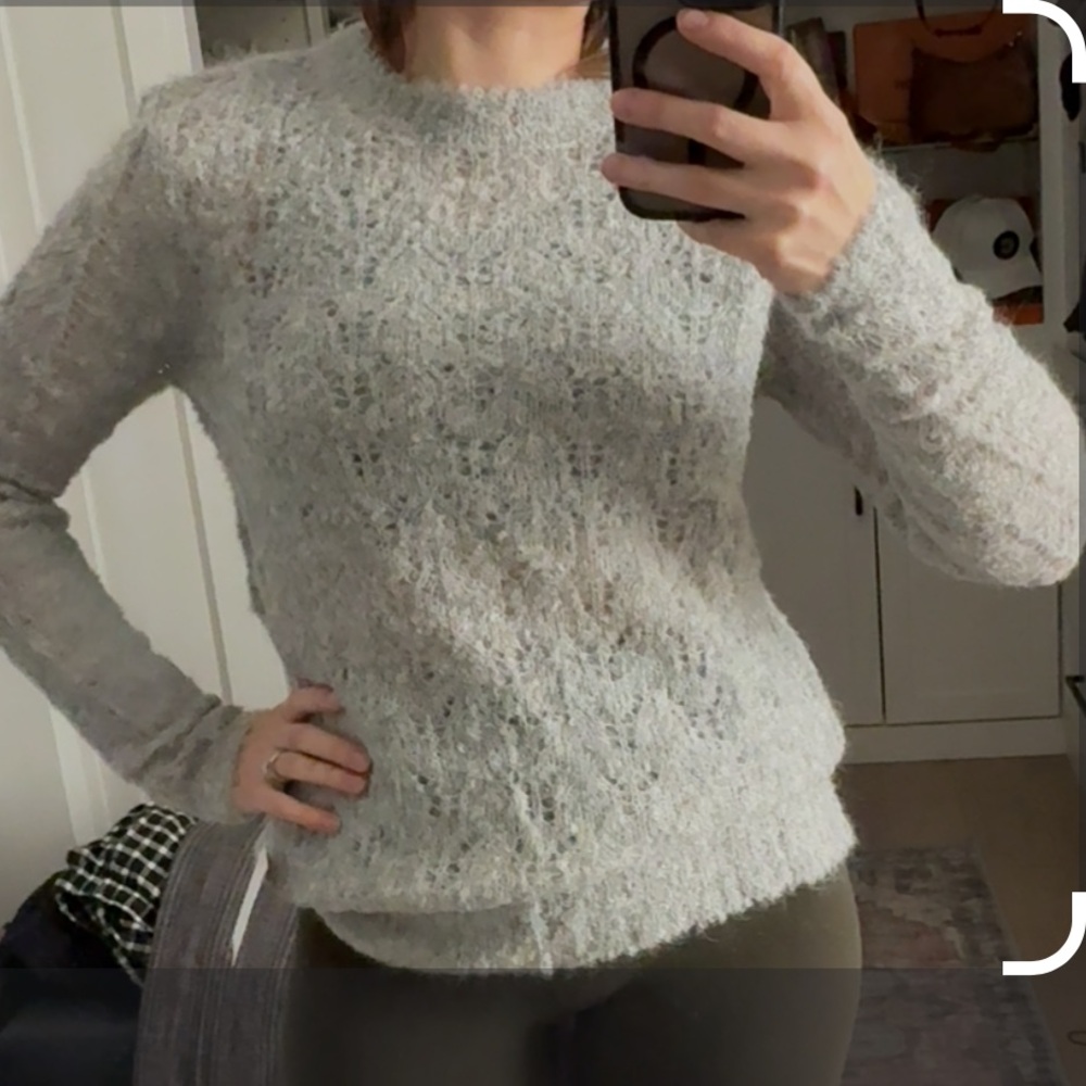 MAGASCHONI Women's Grey Mohair Wool Blend Sweater Loose Knit Pullover Size S